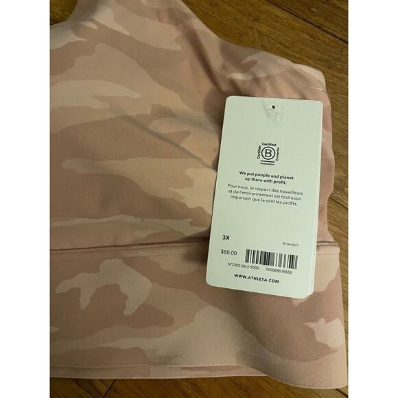 NWT Athleta Pink Camo Warrior Longline Sports Bra Size 3X D-DD+ Cross Over $59 - Picture 5 of 6